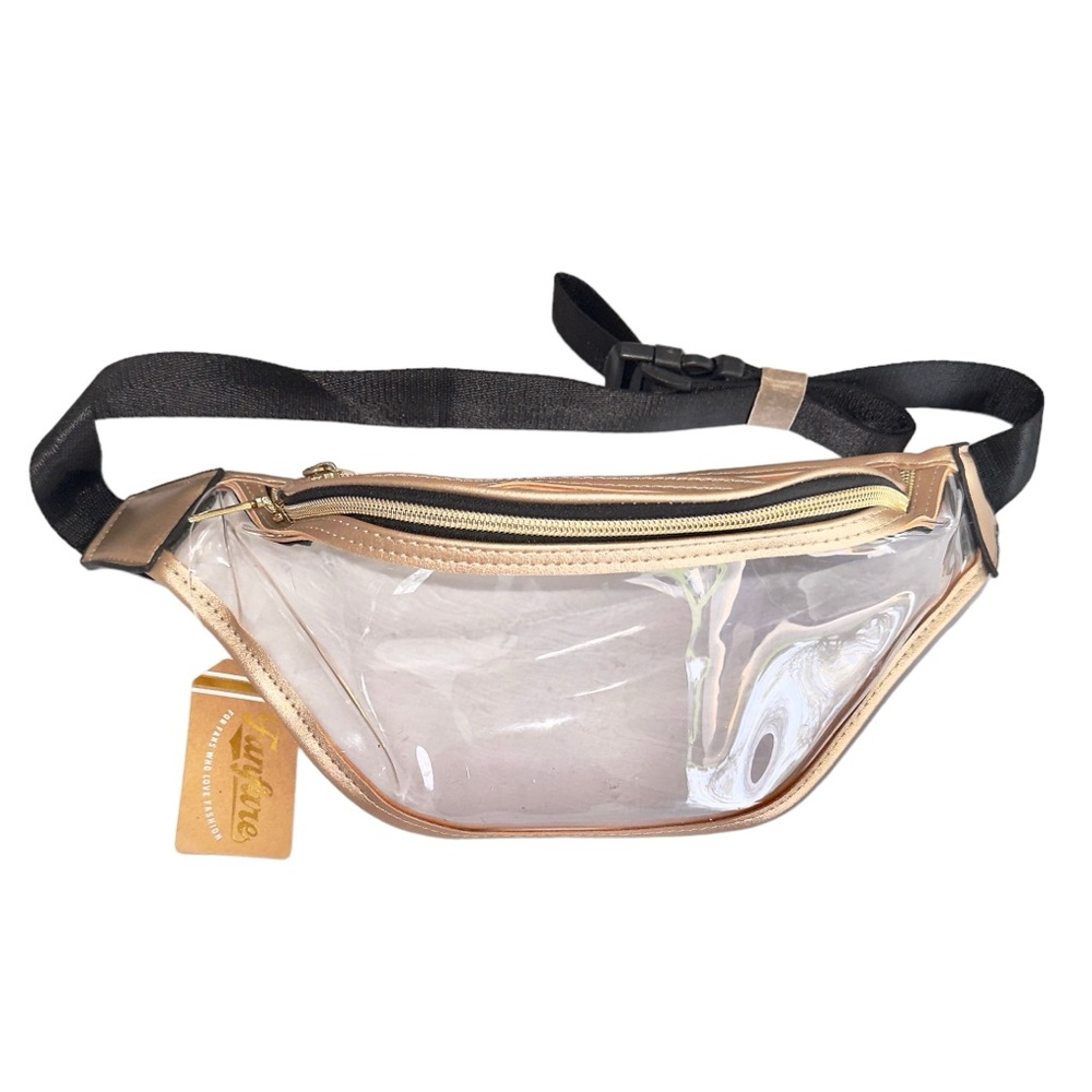 Clear Gold Mini Belt Bag for concerts, stadium shows
